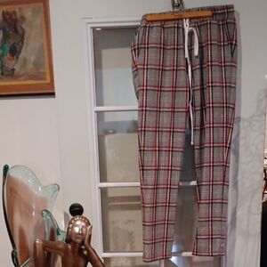 CHRISTOS Plaid Pants with Red and Gray Plaid